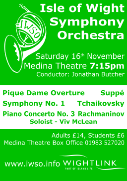 Poster for the Isle of Wight Symphony Orchestra's November 2013 concert