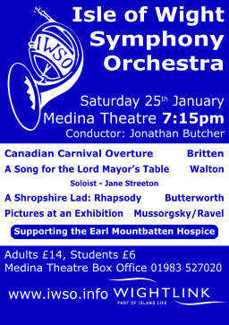 Download the poster for the 25th of January 2014 Isle of Wight Symphony Orchestra concert