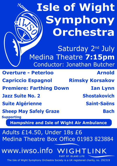 Click to download a poster for the season finale concertIsle of Wight Symphony Orchestra July 2016 concert poster