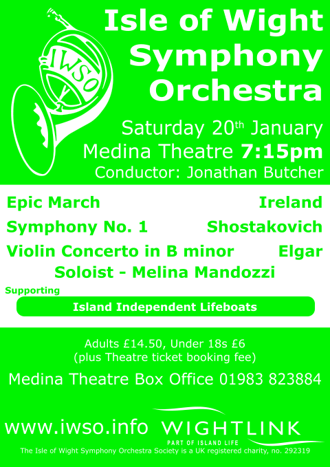 Isle of Wight Symphony Orchestra January 2018 concert poster